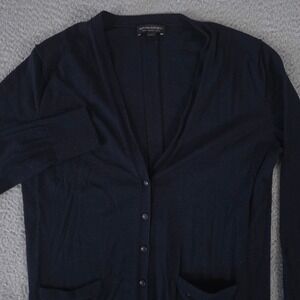 Banana Republic Sweater Womens M Navy Cardigan Washable Merino Boyfriend Pocket